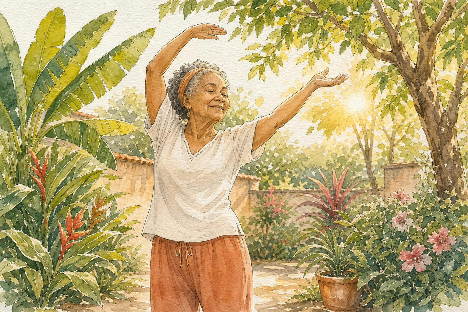 Exercícios no jardim
